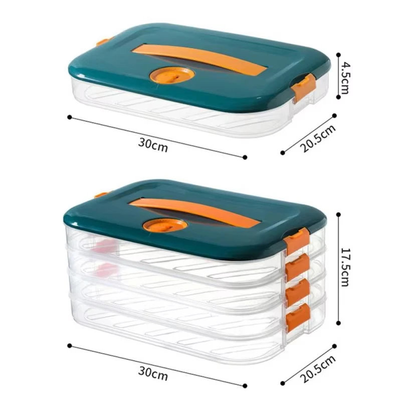 1/3/4 Layer Transparent Dumpling Crisper Luxury Multi-Layer Plastic Dumpling Container Large Capacity Household Wonton Container