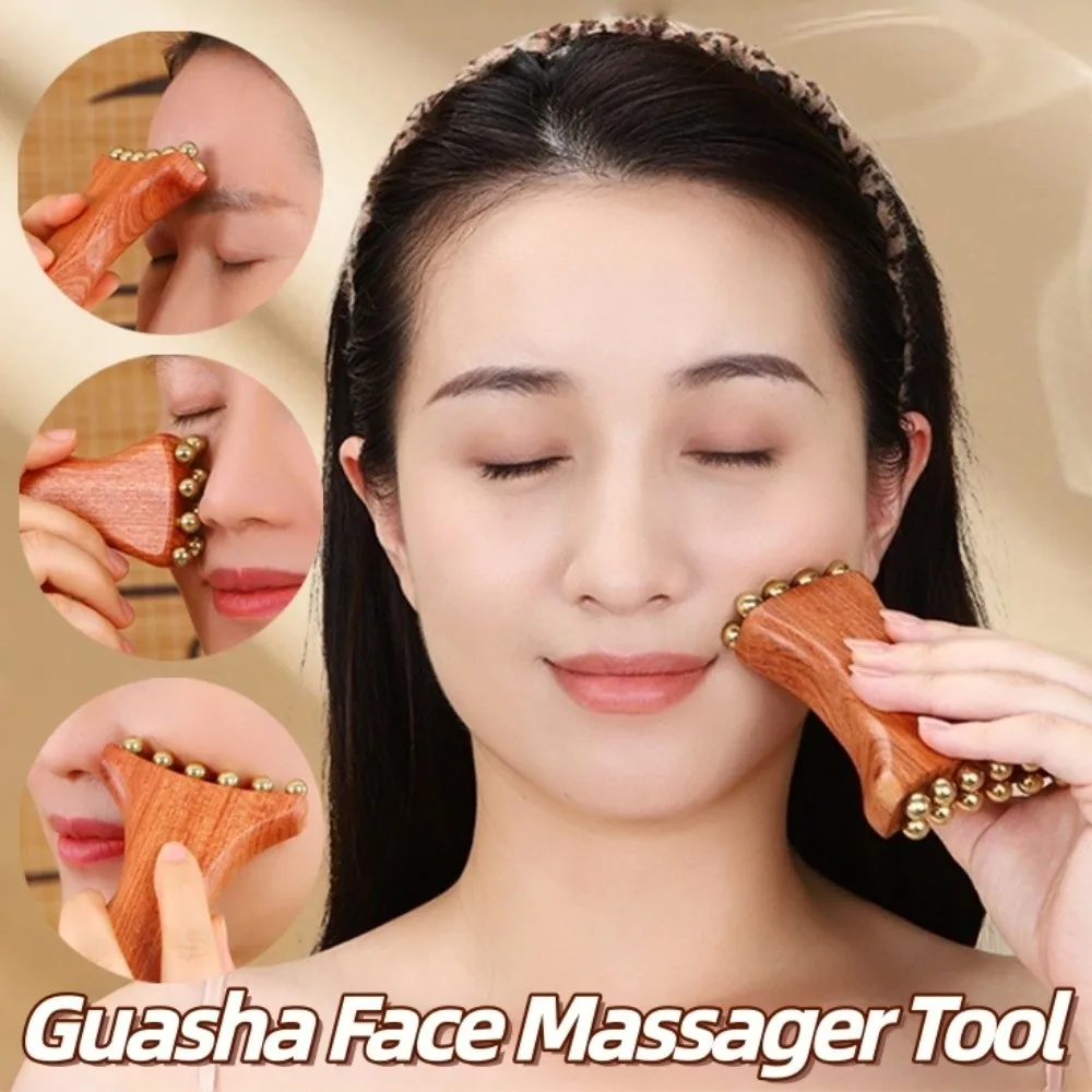

Reduce Puffiness Rosewood Massager Face Lifting and Tightening Natural Material Brass Meridian Brush Traditional