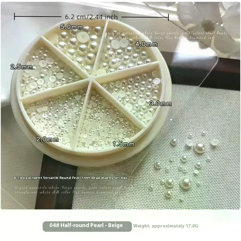 6 griglie mix mini perla piccole perline di caviale in acciaio inossidabile nail art strass decorazioni per nail art argento oro fascino smalto gel