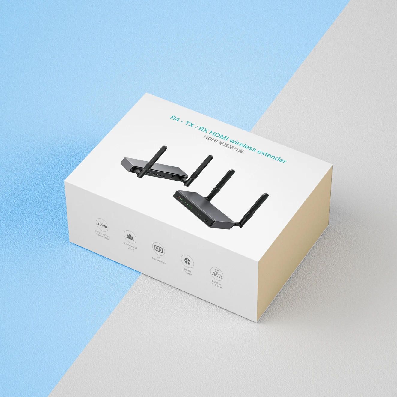 جهاز إرسال واستقبال HDMI طويل المدى 200 متر جهاز إرسال فيديو 1080p60hz موسع HDMI KVM لاسلكي