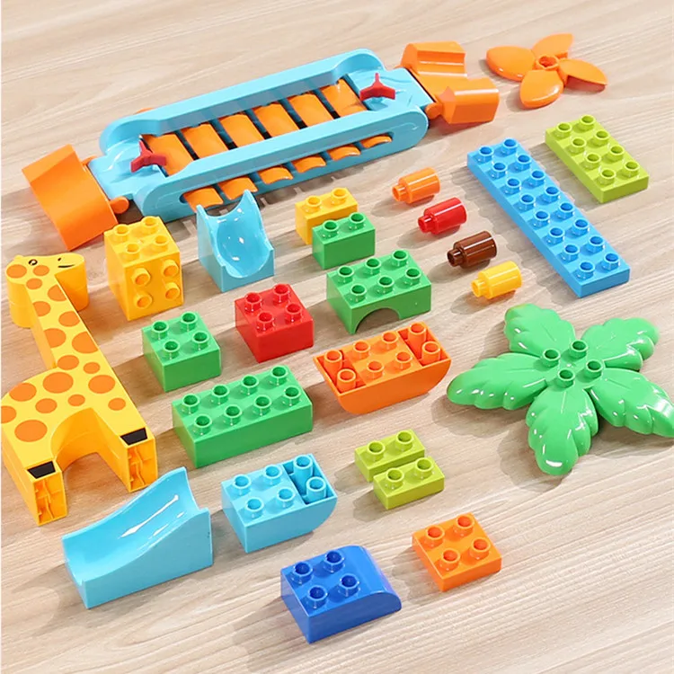 283PCS Large Piano Slide Gear Rolling Wheels Marble Run Building Blocks Set Compatible Special Maze Cubes Parts Kids Toys