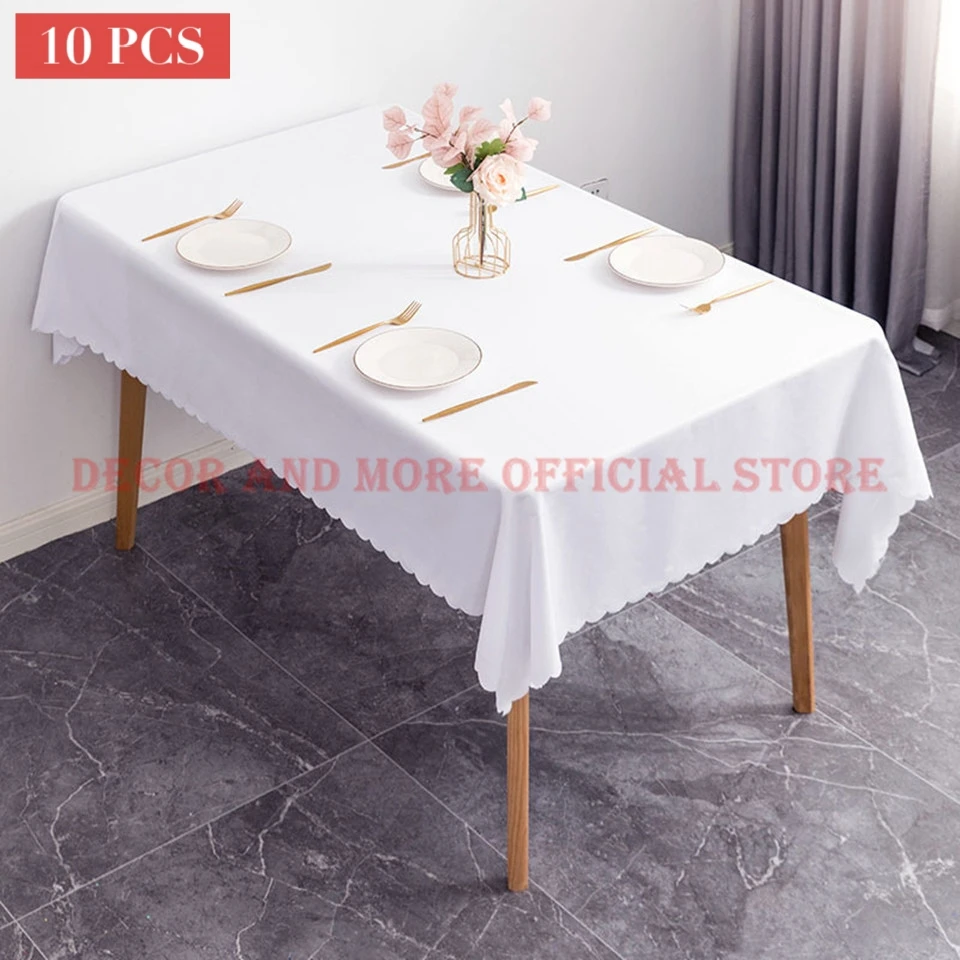 10PCS Polyester Square Tablecloths White Hotel Party Wedding Table Covers Rectangular Table Cloth Solid Plain Dyed Decoration