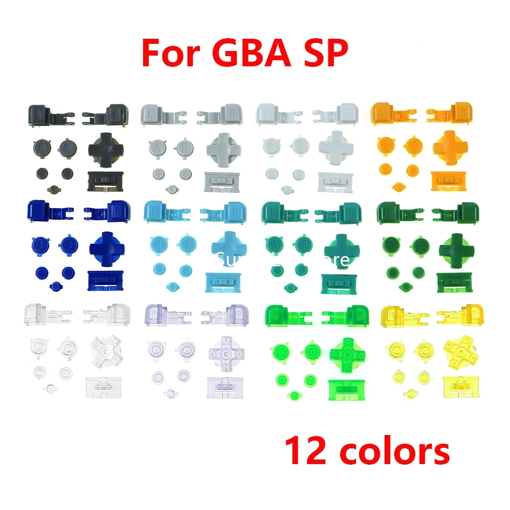مجموعة واحدة من الأزرار البلاستيكية الكاملة لـ GBA SP A B اختر تشغيل وإيقاف تشغيل أزرار L R D وسادة شفافة