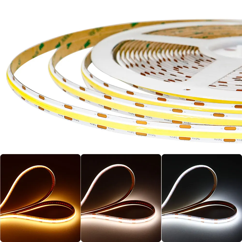 

24V COB Dimmable LED Strip Lights 600leds/m 3000/4000/6000K Led strips with Tuya Bluetooth Dimming adapter for RGB lighting Tape