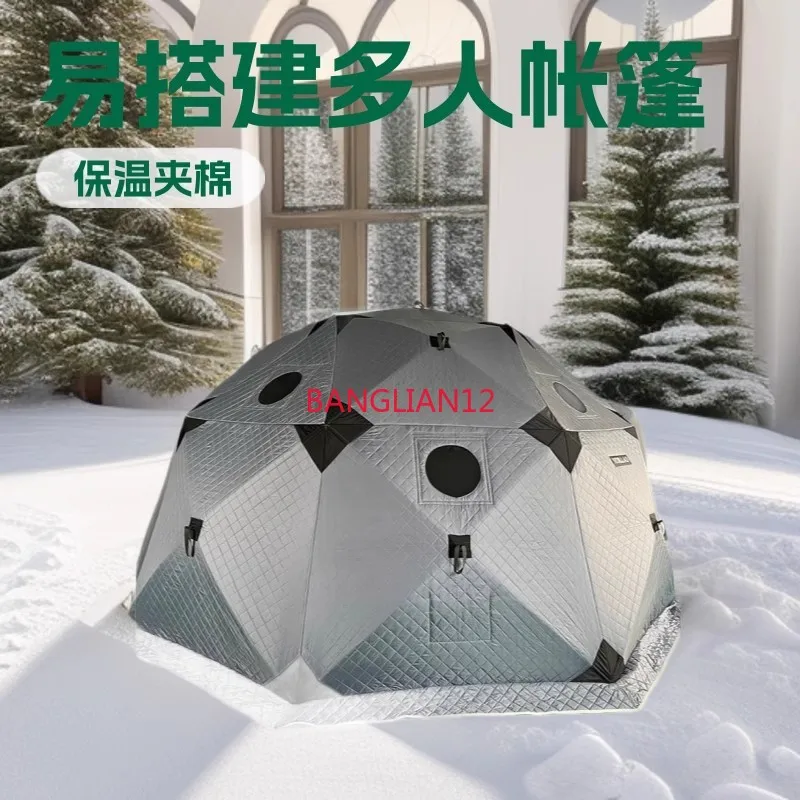 Thickened thermal cotton tent octagonal camping ice fishing tent with chimney mouth firewood