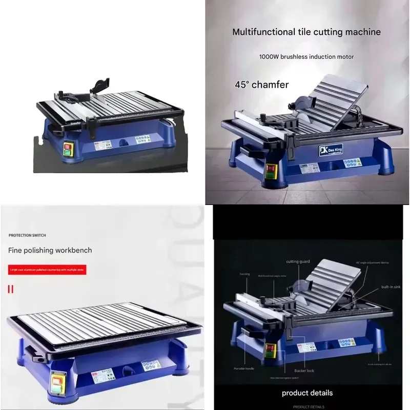 Commercial Electric 1000W Mini Bench Wet Cutting Machine for Marble Tile & Jade Ceramic Tile Sawing