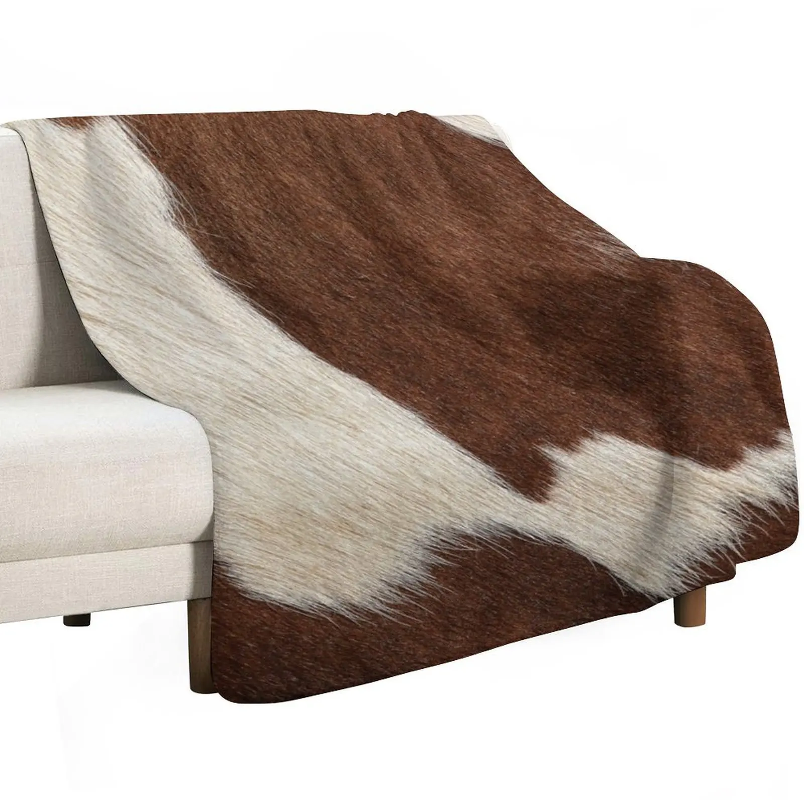 Rusty Brown Cow Skin (graphic illustration, digital, smooth print) Throw Blanket Flannel Fabric Comforter Plush Blankets