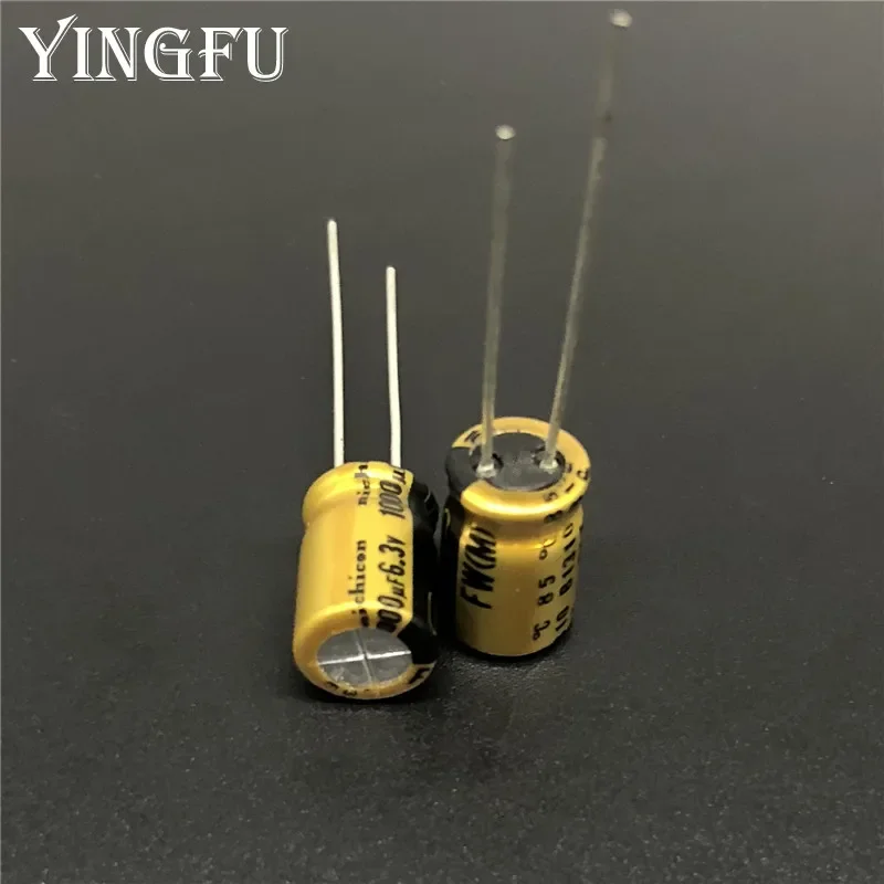 10 قطعة/100 قطعة 1000 فائق التوهج 6.3V NICHICON FW سلسلة 8x11.5 مللي متر 6.3V1000uF HiFi الصوت الألومنيوم مُكثَّف كهربائيًا 6.3V1000 uF لتقوم بها بنفسك