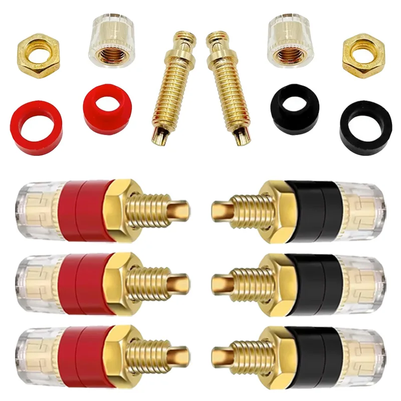 4mm Banana Plug Socket Gold Plated Brass Binding Post   HIFI Audio Speaker Amplifier Terminal Connector with Transparent Shell