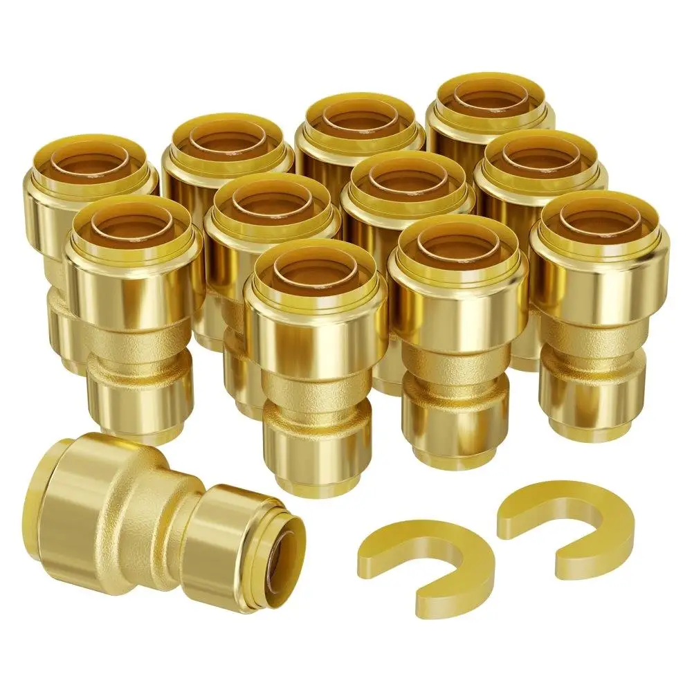 

Pipe Fittings 1/2"-3/4" 12PC Brass Straight-Through Push-Fit for air
