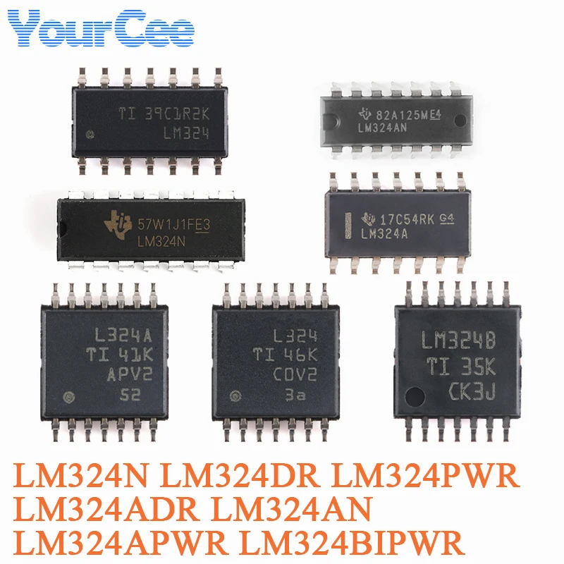 10pcs LM324N LM324DR LM324PWR LM324ADR LM324AN LM324APWR LM324BIPWR DIP-14 SOIC-14 TSSOP-14 Quad เครื่องขยายเสียงชิป