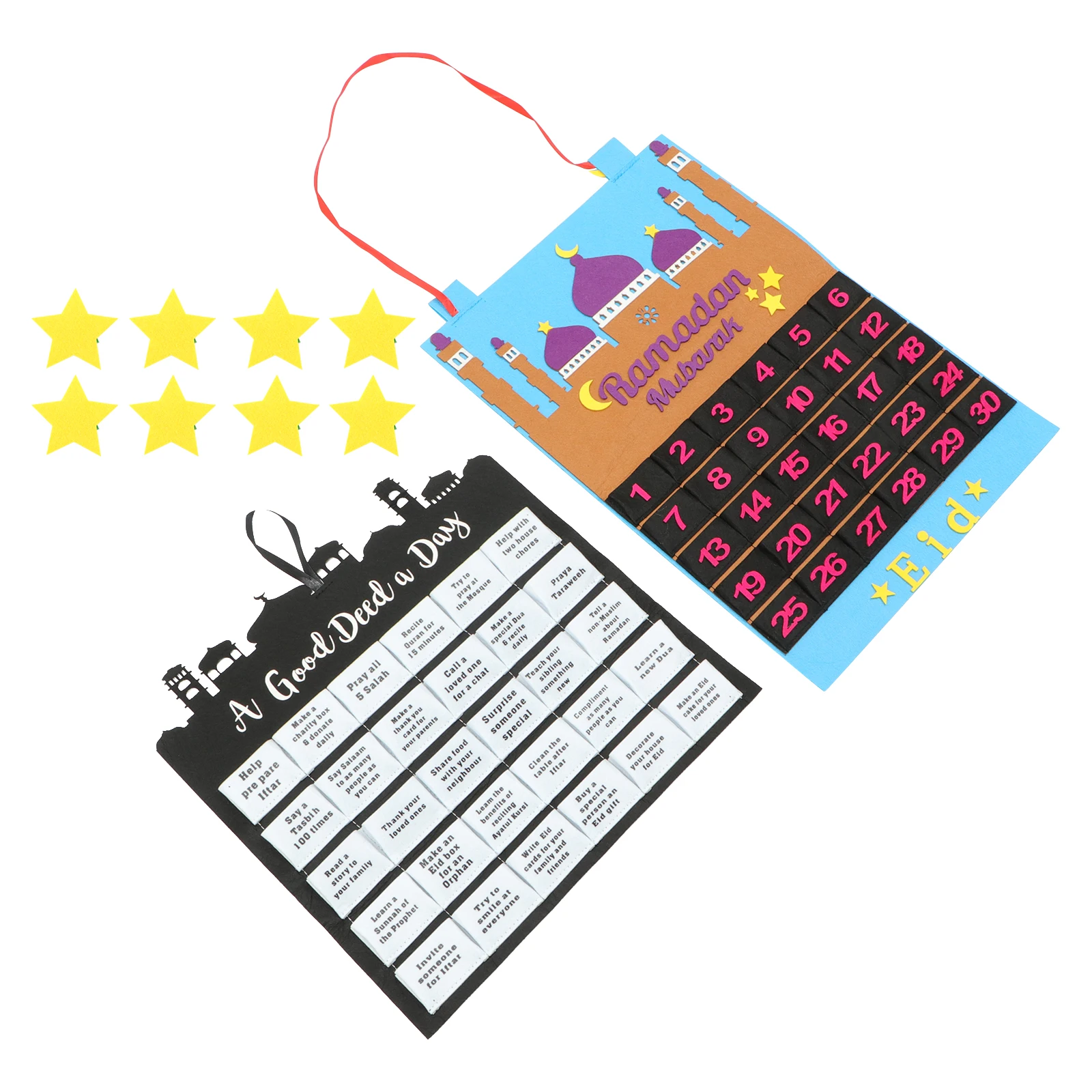 

2 Pcs Countdown Calendar Advent Ramadan Decoration Calendars 2024 Wall Hanging Decorate