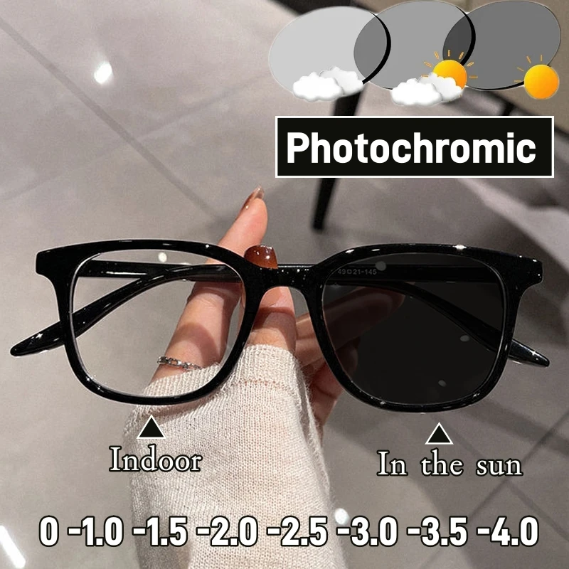 Lunettes de soleil d'extérieur avec dioptrie moins pour femme, rétro unisexe, document proxy, lunettes de myopie photochromiques,-1.0 -1.5 -2.0, mode