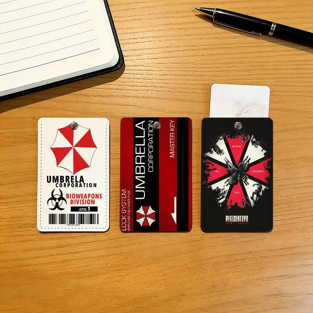 Game R-Resident Evil Umbrella PU  Card Holder With Keychain For Bank card,Subway, Bus Card ,Access Card Protective Case