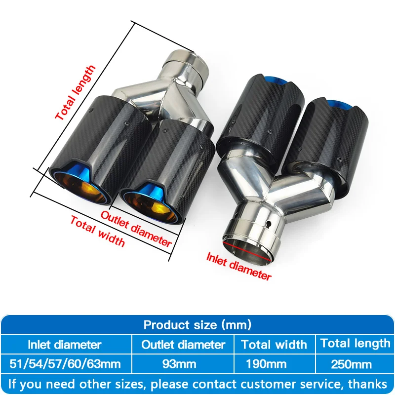 2pcs Factory Export M Performance Exhaust Dual Tips Carbon Fiber Y Type for Modifly Car Muffler Pipe Decorate