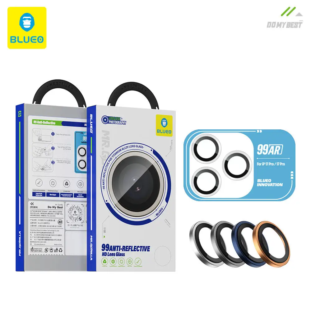 

2025 BLUEO 99 ANTI-REFLECTIVE PVD TITANIUM ALLOY LENS GLASS for IPhone17 pro max camera lens protector