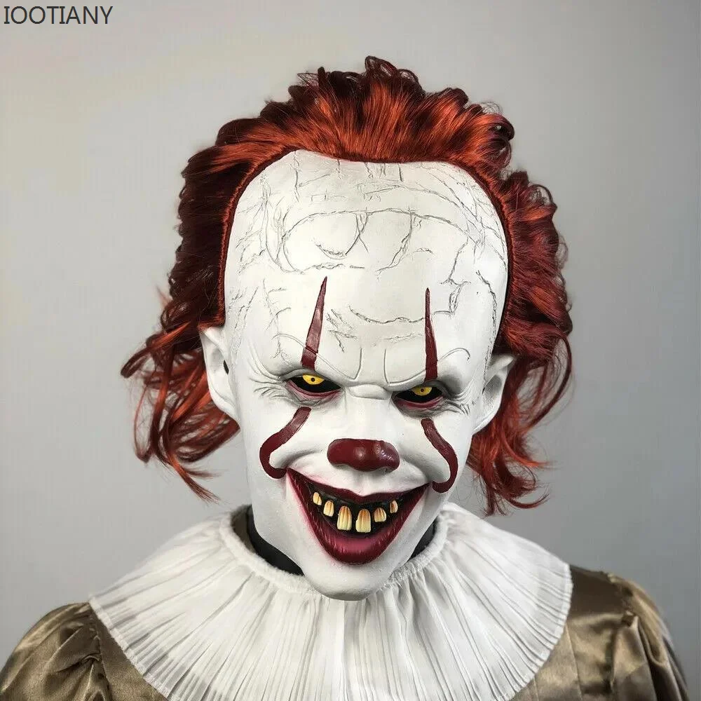 Disfraz de payaso terrorífico para Cosplay, máscara de cara completa de película de terror y tv, accesorios para carnaval, fiesta de disfraces, 2023