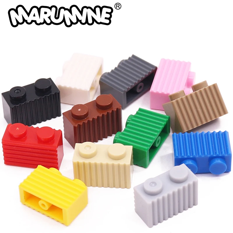 Marumine Building Block 2877 MOC 1x2 with Grille Fluted Profile  Brick Modified 50PCS Assembles Particles Bulk Wall Parts Model