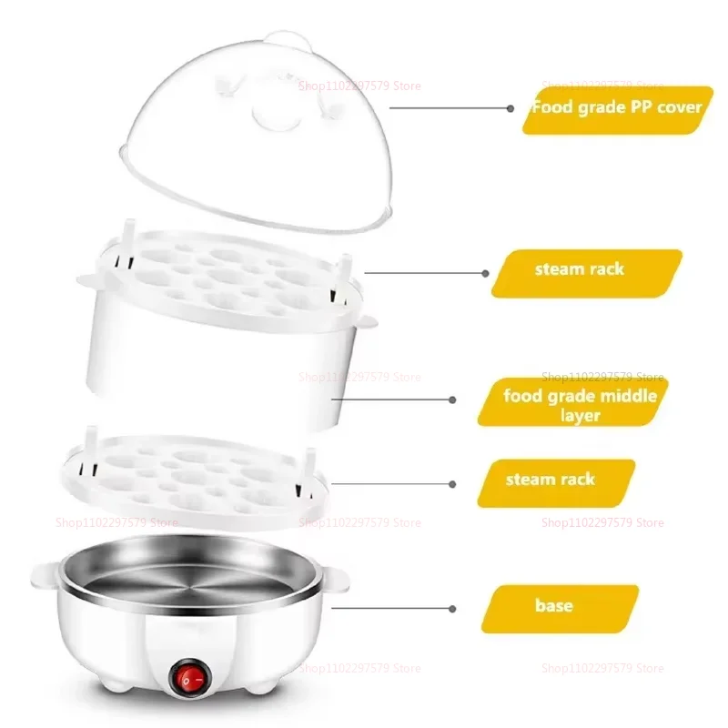 Electric Eggs Cooker Rapid Mini Egg Boiling Machine for Poached Scrambled Omelets Auto Shut Off Kitchen Appliance