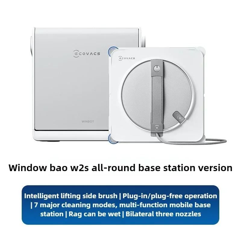 Ecovacs W2S Window Cleaning Robot All-in-One Base Station Smart Automatic Glass Cleaner for Home Window Master