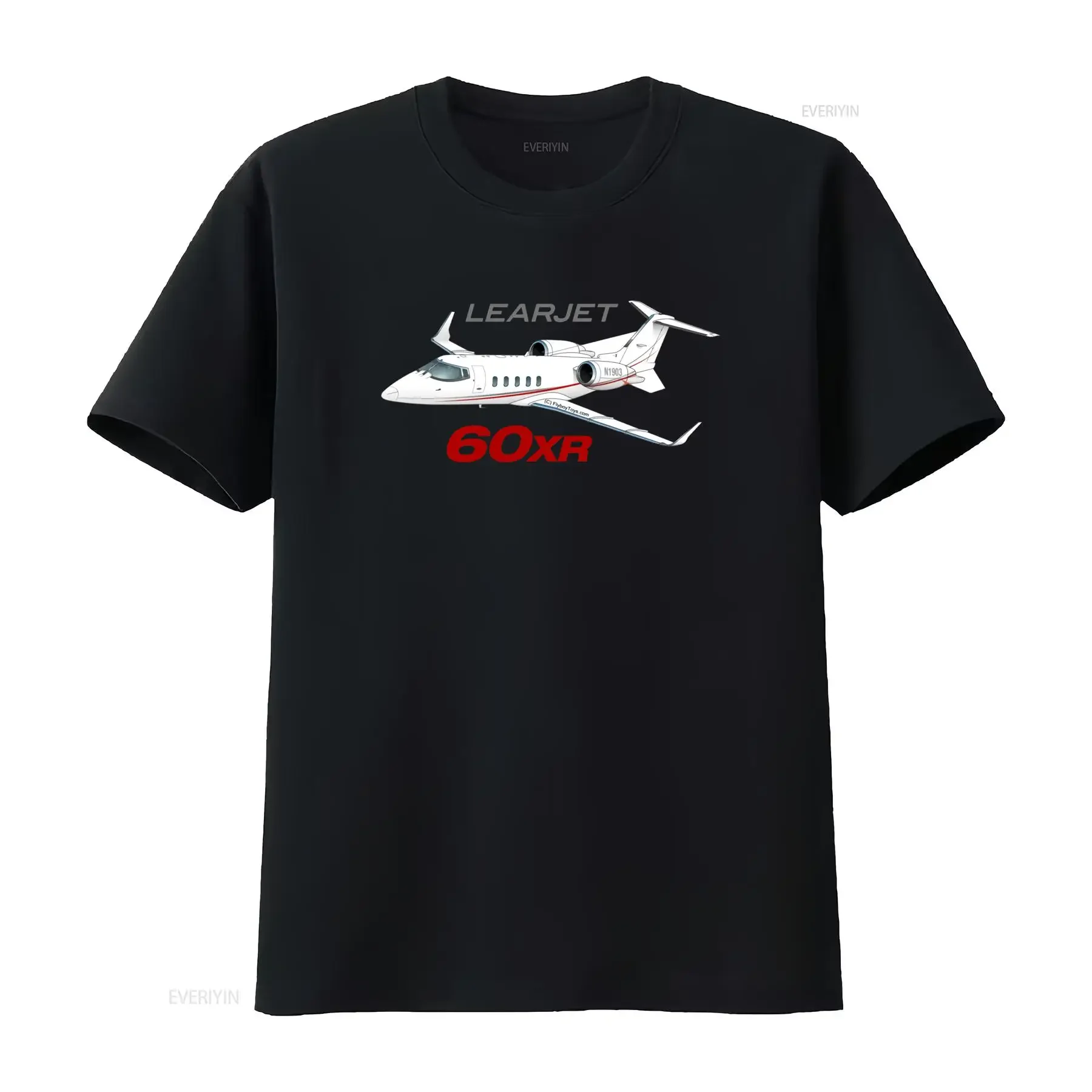 Cool Casual Learjet 60XR Private Jet Cartoon Print Aviation Enthusiast T Shirt vintage Washed Top For Everyday Wear homme