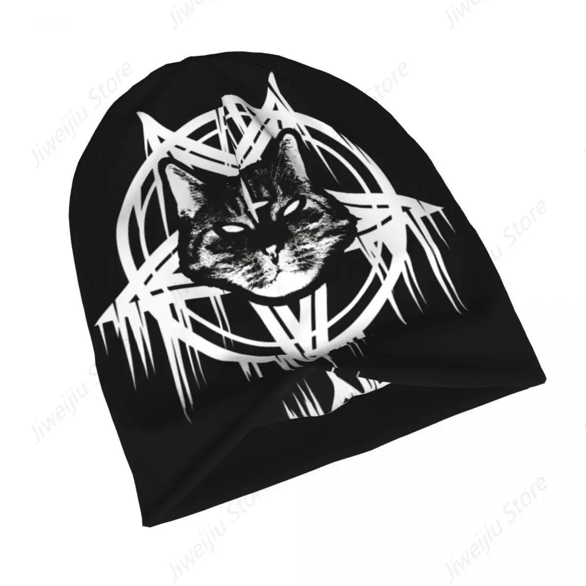 Satanic Black Metal Cat 666 Bonnet Homme Outdoor Thin Skullies Beanies Baphomet Satan Lucifer Caps For Men Women Novelty Hats