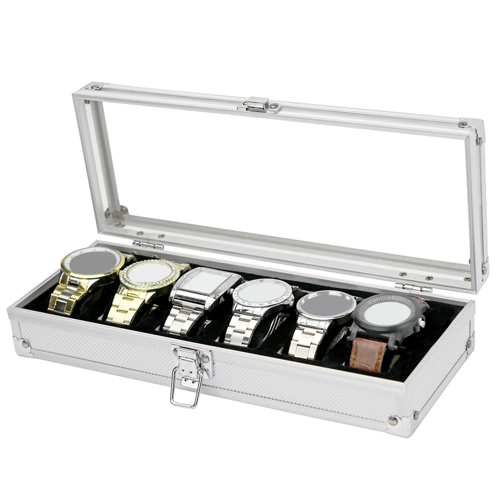 Watch Box Organizer 6 Slot Watches Necklace Bracelet Earrings Wood Watch Box Multifunctional Decoration For Dresser Shop Display