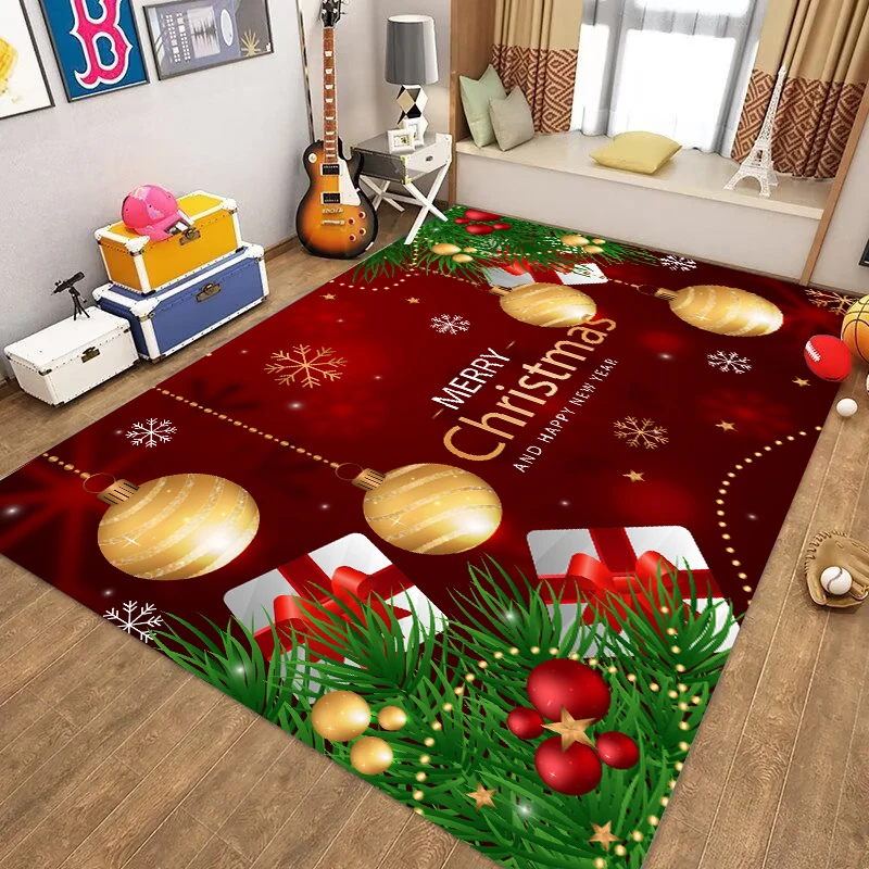 

VIKAMA Christmas Floor Mat - Living Room Red Decorative Rug - Slip-Resistant And Anti-Slip Floor Mat For Home Decoration