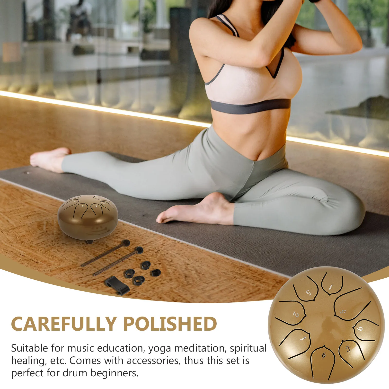 

Набор из 8-тонального перкуссионного инструмента (тамбурин) с золотистой отделкой, легкий в использовании, портативный музыкальный инструмент для исцеления души и развлечений.