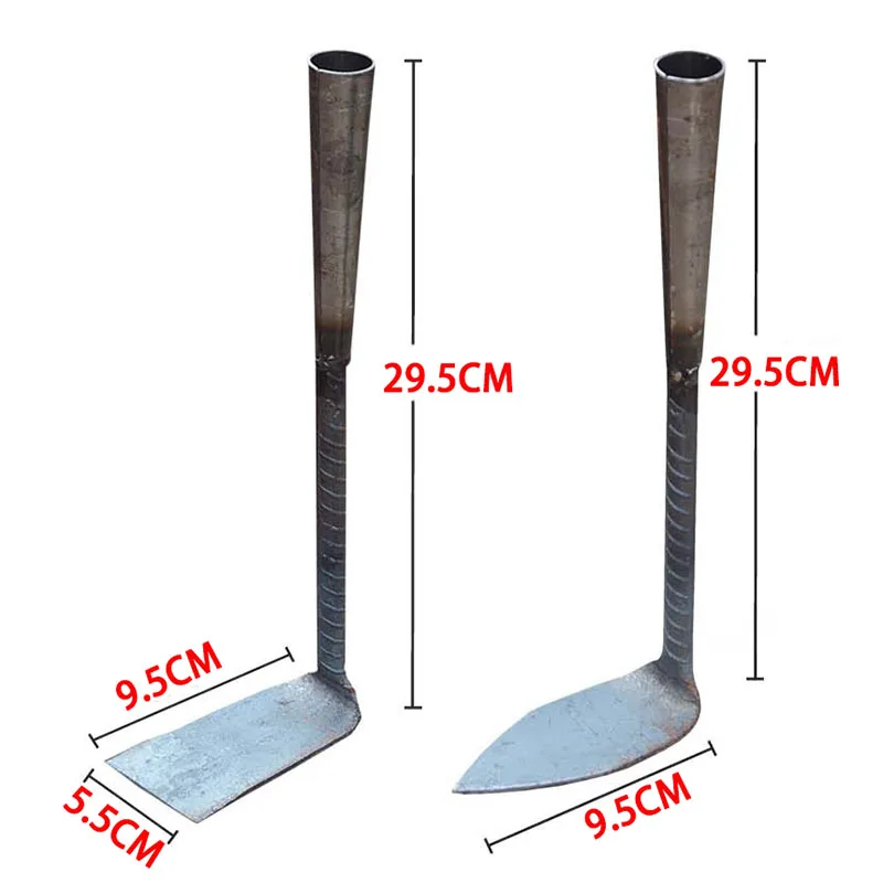 One-piece forged steel small hoe; garden weeding tool; landscaping and gardening; for loosening soil; flat-head hoe 30 cm handle