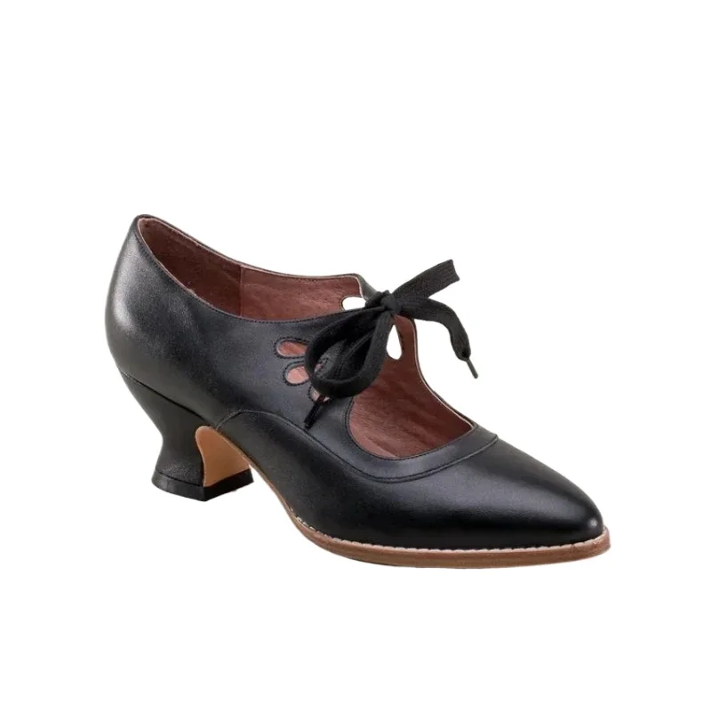 

Heel Dress Zapatos Ladies Brand Design Butterfly Wing Derby Shoes Plus Size Retro Jane Pumps Woman Vintage Lace Up Low
