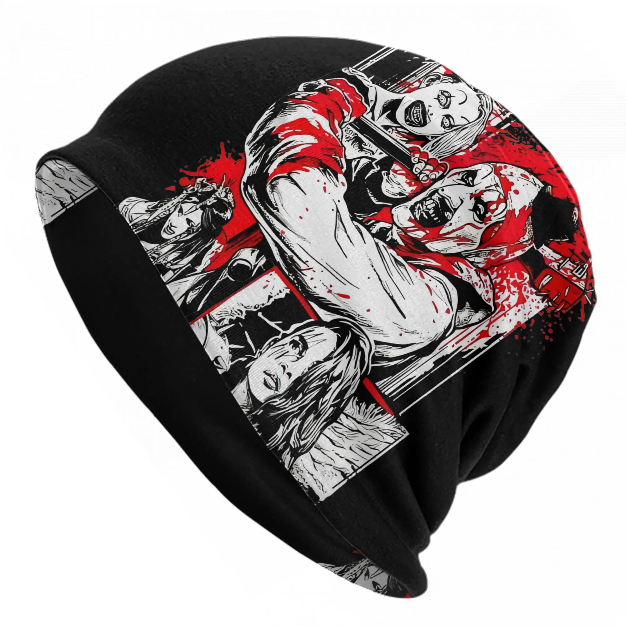 Retro Terrifier Halloween Bonnet Hats Fashion Ski Skullies Beanies Hat  for Men Women Warm Dual-use Cap