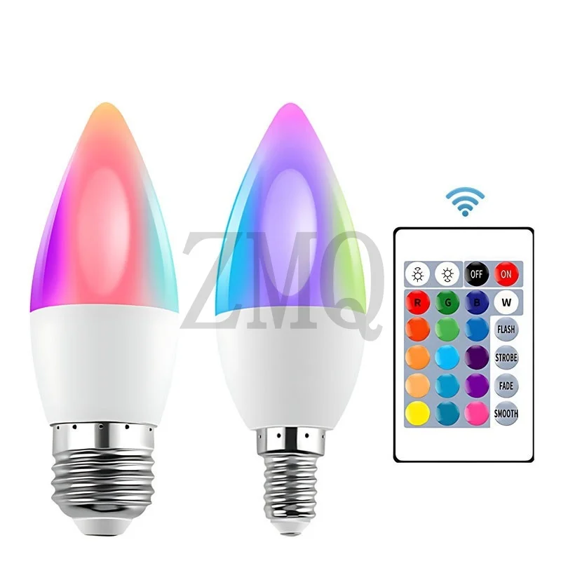 

220 В 110 В C37 E27 E14 RGB Светодиодная лампа Bombillas LED 5 Вт ИК-пульт дистанционного управления Сменная красочная RGBW Светодиодная лампа Прожекторная лампа