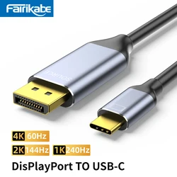 Fairikabe Displayport To USB C Cable 6Ft 4K@60Hz DP To Type C Adapter For Monitor Laptop Projector Unidirectional Male To Male