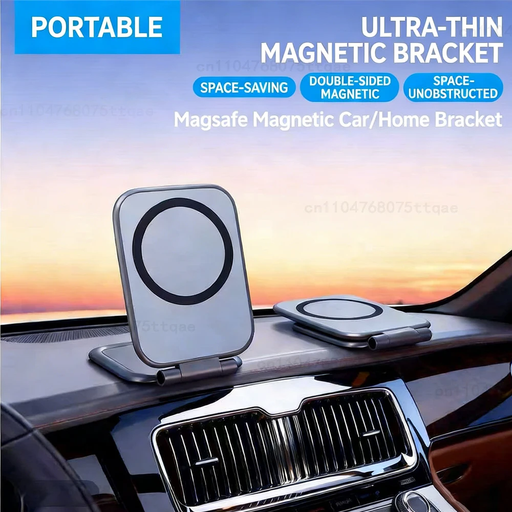 

Dual Magnetic Phone Stand Holder Phone Holder Ultrathin Foldable Multi Functional Car Phone Holder Adjustable Desktop Holder