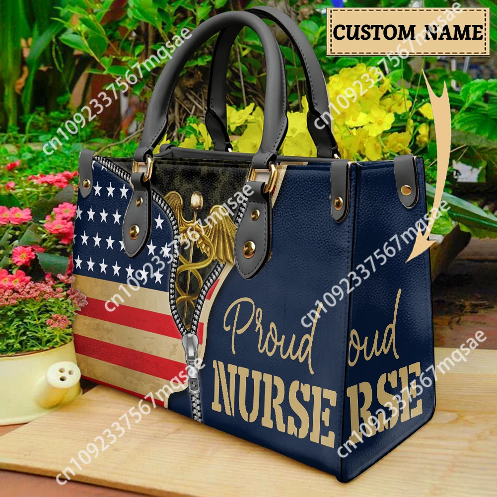 

American Flag Pride Nurse Design Women's Handbag New High Quality Leather Hardware Zipper Crossbody Bags Single Fashion Backpack