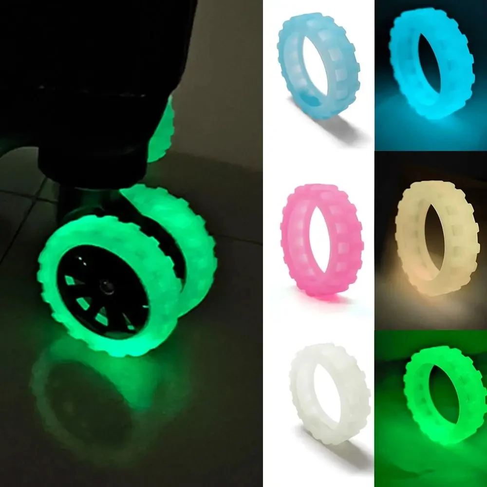 8PCS Silicone Reduce Noise Luminous Luggage Wheels Protect Cover Anti-abrasion Suitcase Chair Wheels Cover Caster Fluorescent