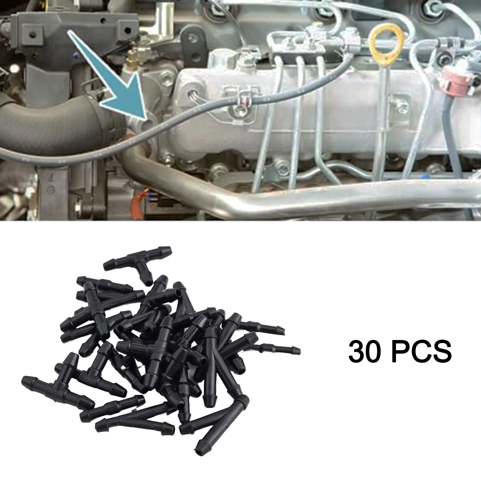 

30pc Windshield Washer Nozzle Hose Tube Pipe 2/3way Hose Connector Front Window Headlight Pump Washing TYI Type Splitter Fitting