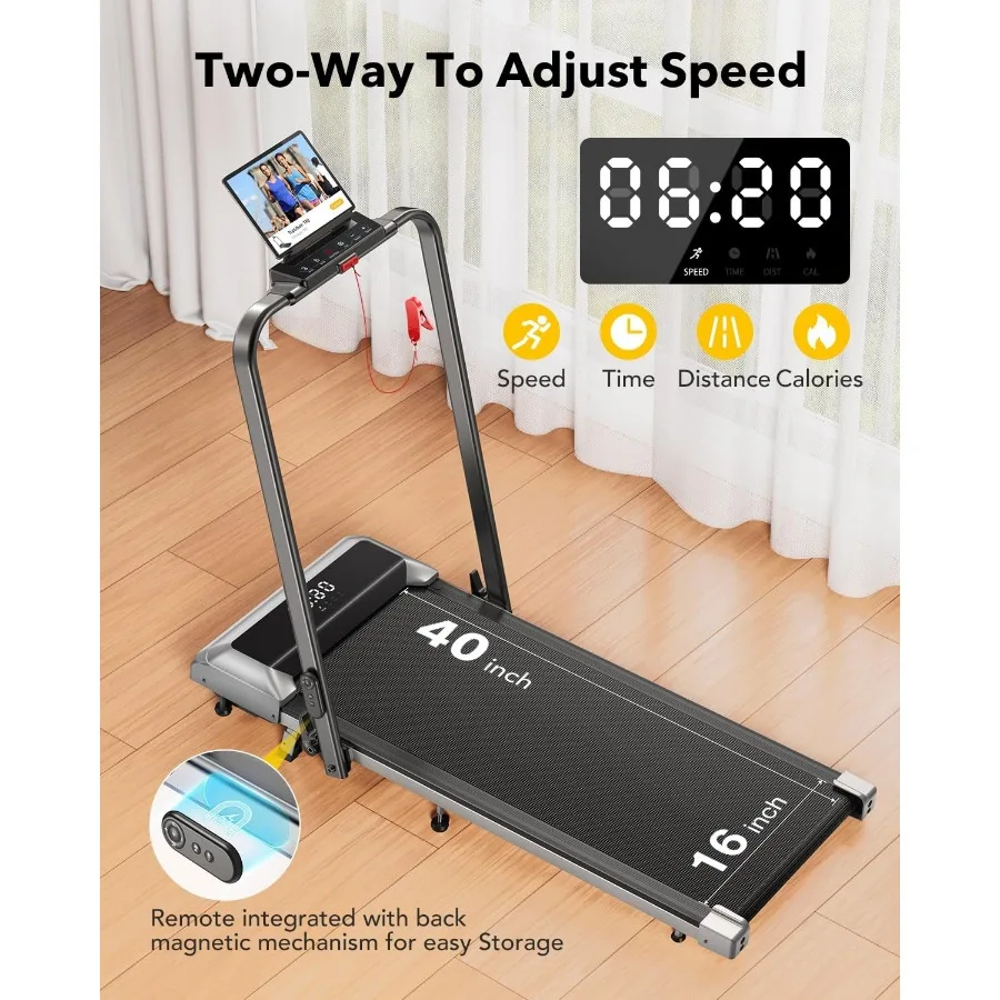 جهاز مشي تحت المكتب مع مفرغة 2 في 1 قابلة للطي للاستخدام المنزلي والمكتب، جهاز مشي مدمج محمول مع