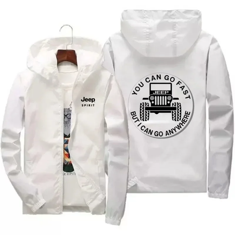 Jeep's new brand logo printed hooded coat, men's outdoor casual waterproof sports versatile top