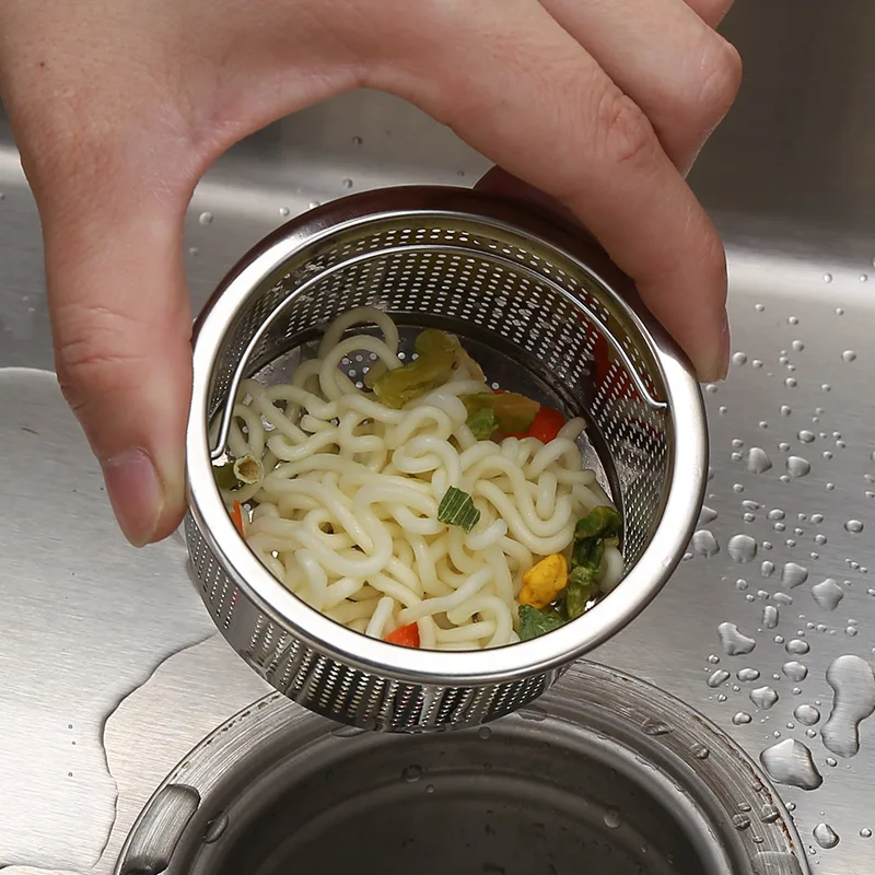 

Stainless Steel Kitchen Sink Strainer Plug Close Hole Basin Sink Drain Filter Basket With Handle Drain Kitchen Accessories