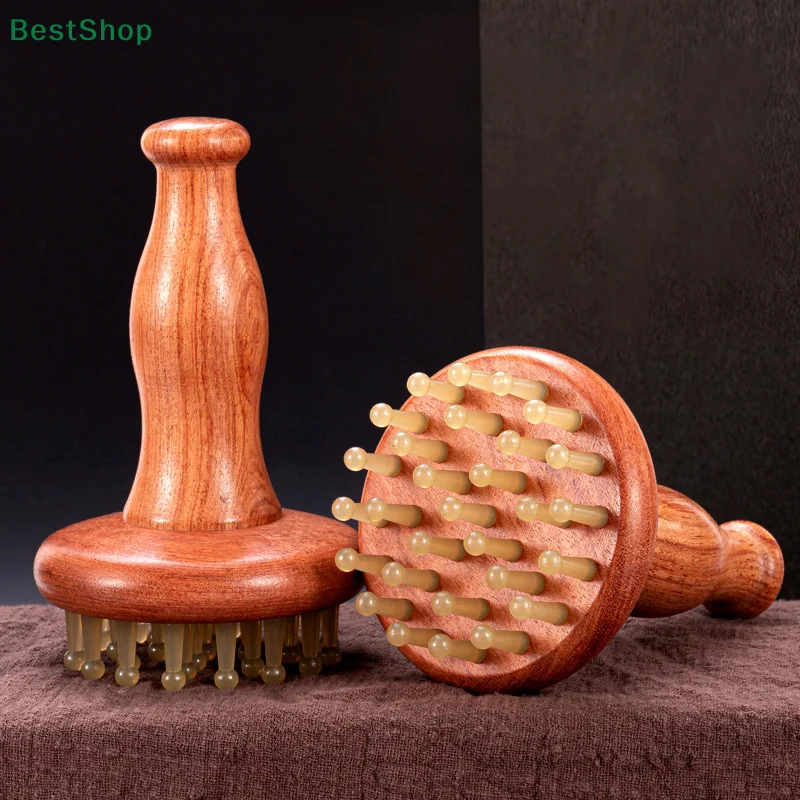 

29-Tooth Meridian Brush Wooden Rubber Handle Massage Brush Multipurpose Head Neck Leg Body Gua Sha Beauty & Body Massage Tool