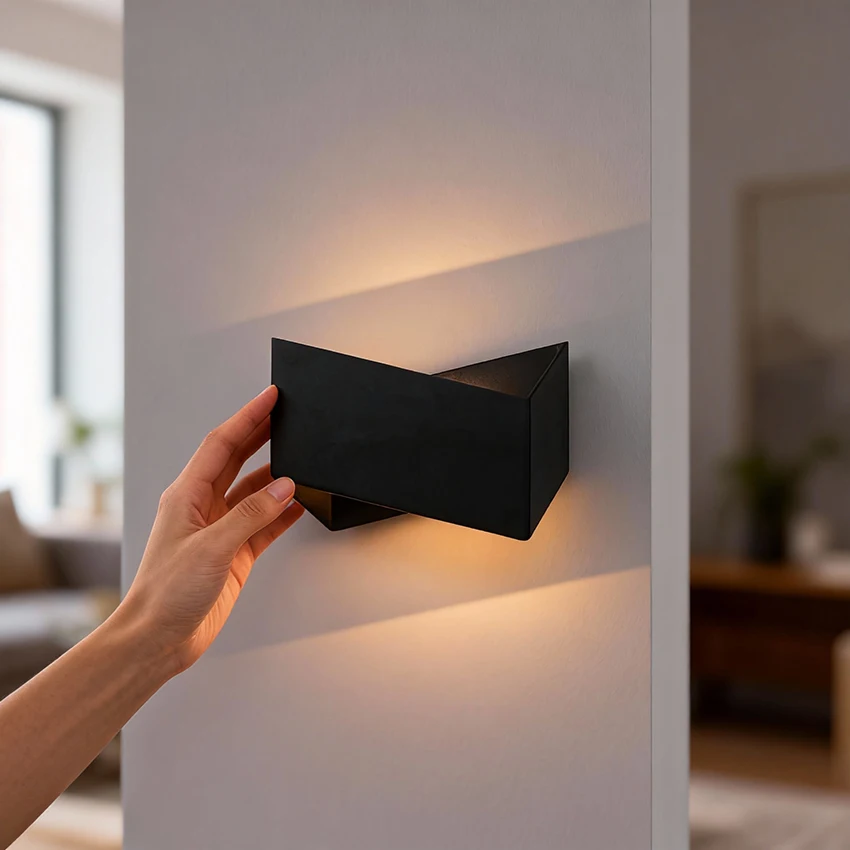 

Modern Geometric Wall Lamp- Interlocking Parallelogram Design, Aluminum Black/White Sconce Light for Bedroom Living Room Hallway