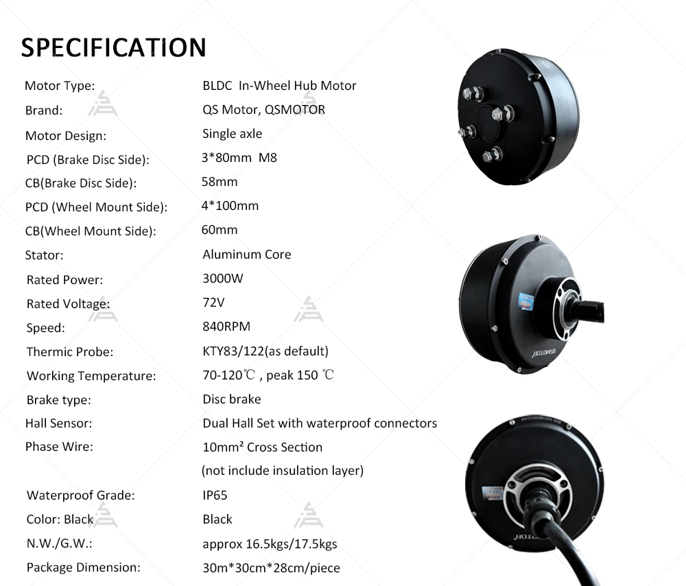 QSMOTOR 205 3000 واط V3 فرش السيارة محور عجلات المحرك ND72450 Fardriver تحكم 72 فولت 80KPH مجموعة تحويل كهربائي الدراجات النارية
