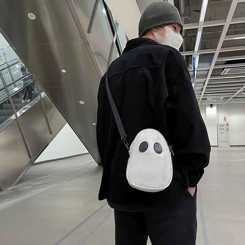 Unisex Halloween Cartoon Ghost Pu Umhängetaschen für Männer Trage tasche Schulter Frauen Mädchen Umhängetaschen mit langem abnehmbaren Riemen