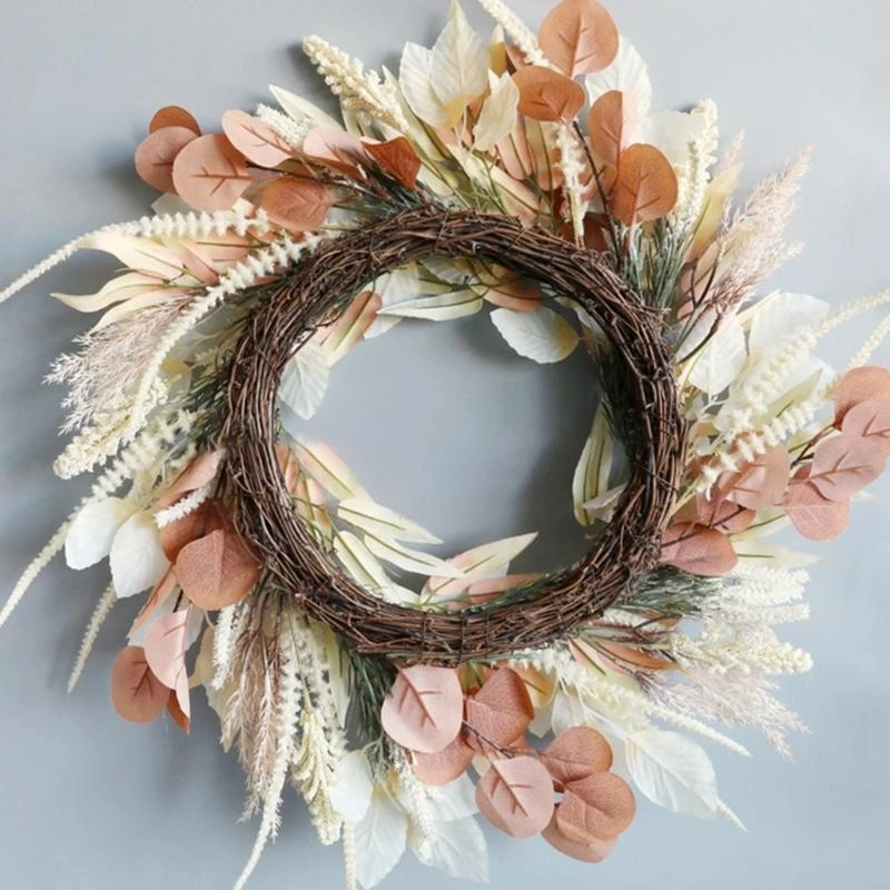 Thanksgiving Wreath Artificial Ear of Rice Wreath for Front Door Artificial Wreath for Inside and Outside Decoration 15UB