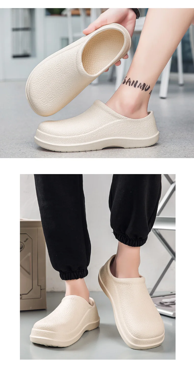 Rutschfeste Kochschuhe für Herren, Slip-On-Hausschuhe, Clogs, leichte EVA-Arbeitsschuhe für Küchen, Hotels, wasserdichte, ölbeständige Sandalen – Detail 10