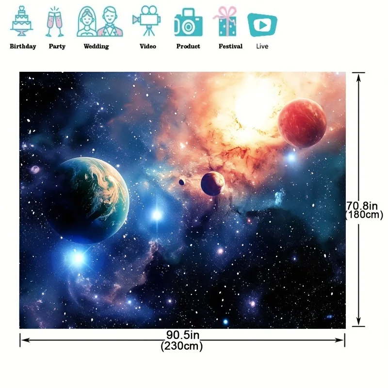Space party decorated background, bedroom aesthetics Outer space galaxy night Starry sky Starry Universe party photos