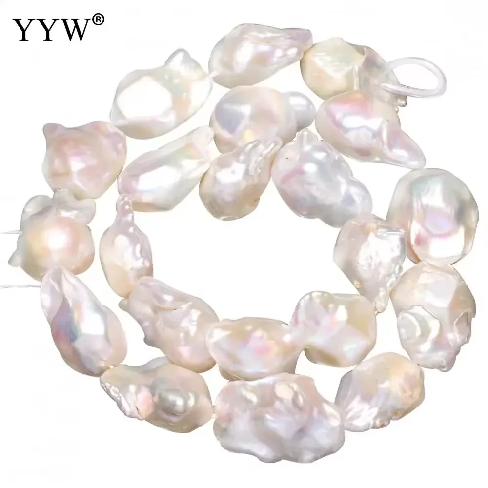 

14-20mm Natural White Cultured Baroque Freshwater Pearl Irregular Shape Teartail Pearls Bead 0.8mm Hole Women Necklace Jewelry