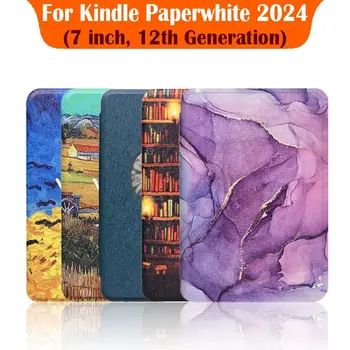 Para kindle paperwhite 2024 7 polegada 12th geração sa568b inteligente ereader capa fólio colorido auto wake/sleep à prova de choque funda